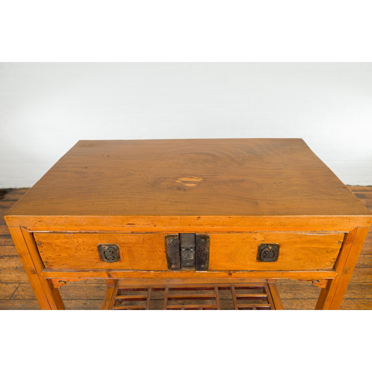 Antique Console Table with Two Drawers and Lower Shelf-13. Asian & Chinese Furniture, Art, Antiques, Vintage Home Décor for sale at FEA Home