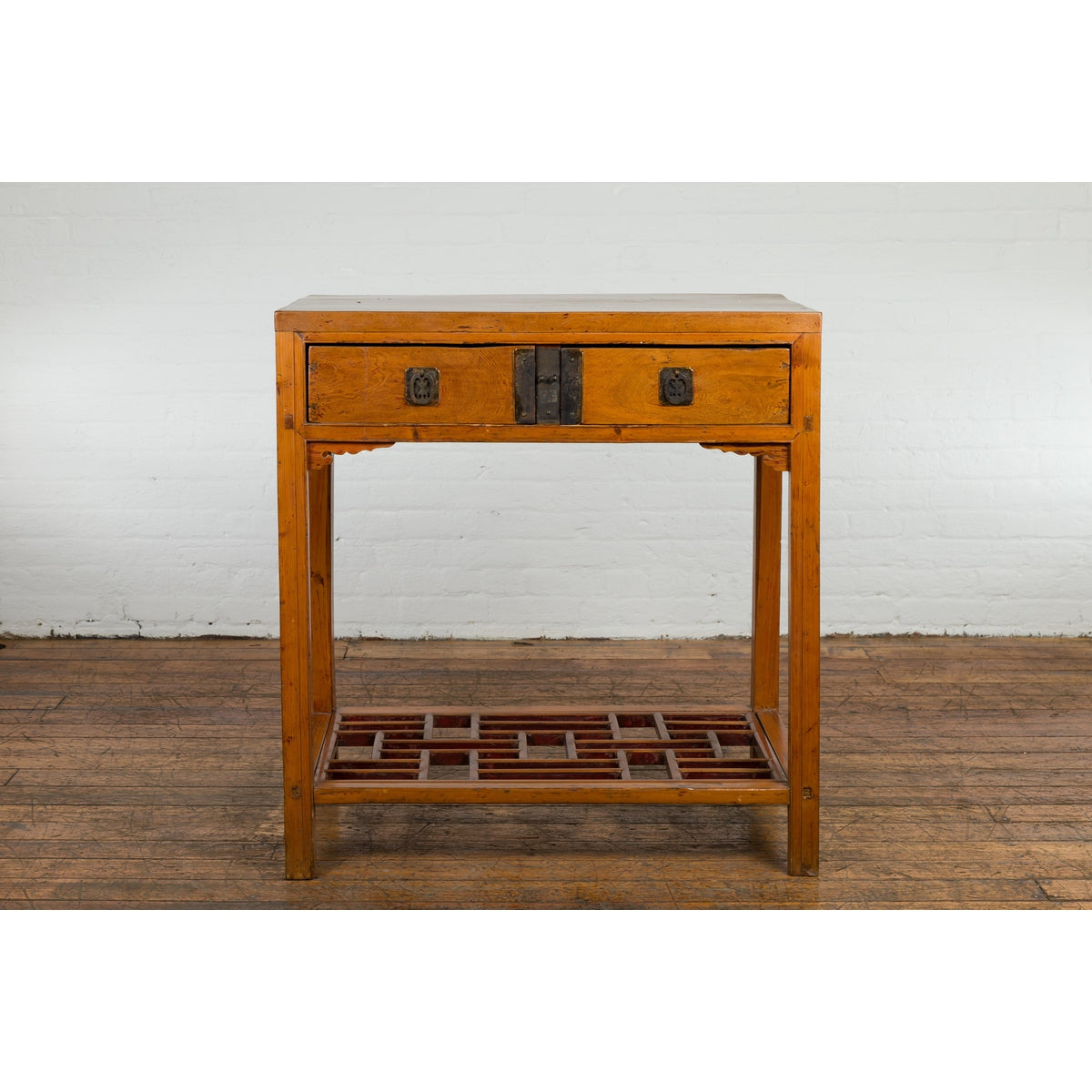 Antique Console Table with Two Drawers and Lower Shelf-2. Asian & Chinese Furniture, Art, Antiques, Vintage Home Décor for sale at FEA Home