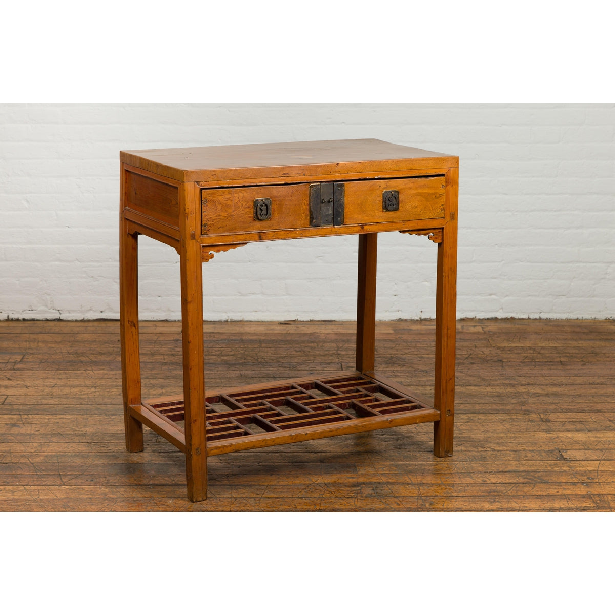 Antique Console Table with Two Drawers and Lower Shelf-4. Asian & Chinese Furniture, Art, Antiques, Vintage Home Décor for sale at FEA Home
