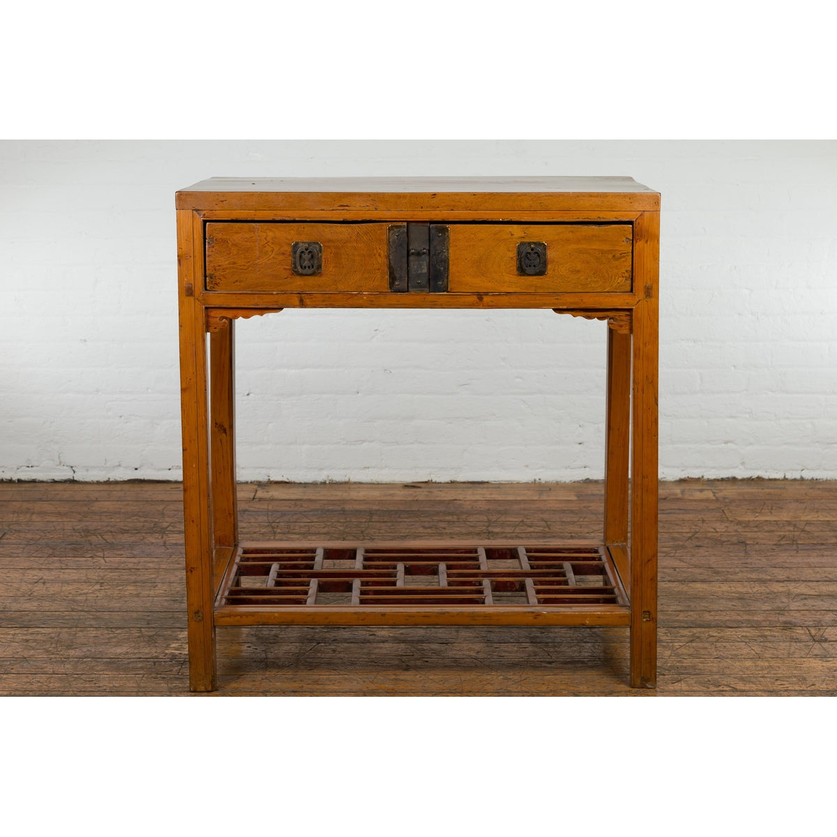 Antique Console Table with Two Drawers and Lower Shelf-5. Asian & Chinese Furniture, Art, Antiques, Vintage Home Décor for sale at FEA Home