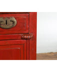 Qing Dynasty 19th Century Chinese Red Lacquer Cabinet with Drawers and Doors-11. Asian & Chinese Furniture, Art, Antiques, Vintage Home Décor for sale at FEA Home