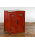 Qing Dynasty 19th Century Chinese Red Lacquer Cabinet with Drawers and Doors-2. Asian & Chinese Furniture, Art, Antiques, Vintage Home Décor for sale at FEA Home