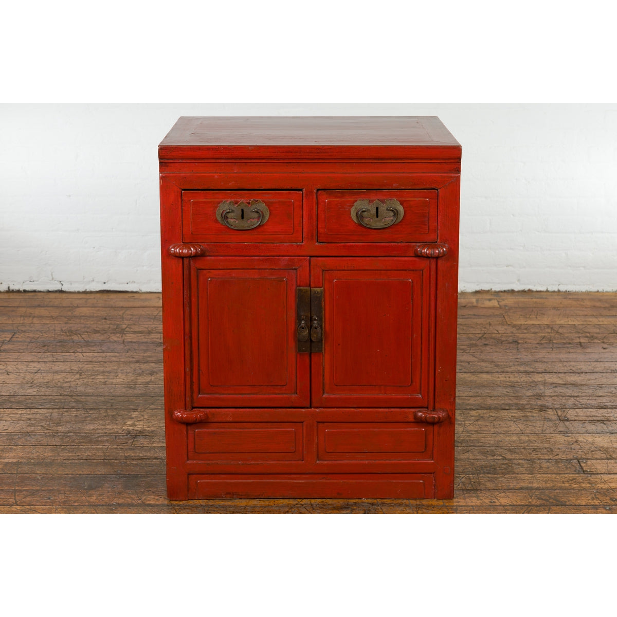 Qing Dynasty 19th Century Chinese Red Lacquer Cabinet with Drawers and Doors-5. Asian & Chinese Furniture, Art, Antiques, Vintage Home Décor for sale at FEA Home
