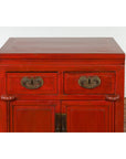 Qing Dynasty 19th Century Chinese Red Lacquer Cabinet with Drawers and Doors-6. Asian & Chinese Furniture, Art, Antiques, Vintage Home Décor for sale at FEA Home