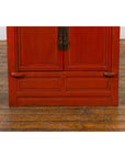 Qing Dynasty 19th Century Chinese Red Lacquer Cabinet with Drawers and Doors-9. Asian & Chinese Furniture, Art, Antiques, Vintage Home Décor for sale at FEA Home