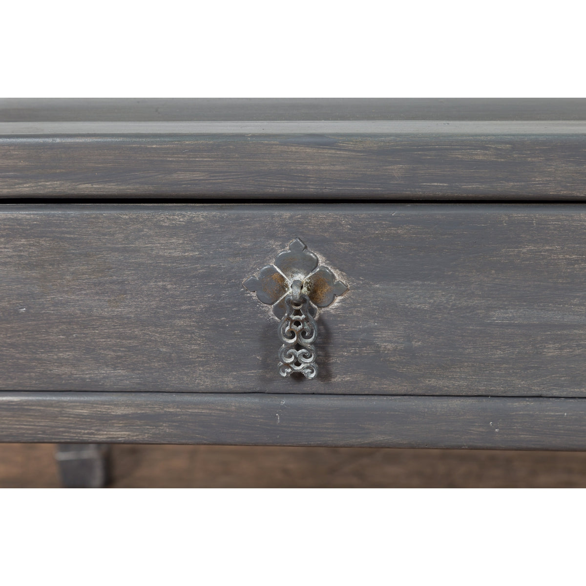 Chinese Late Qing Low Table with Two Drawers and Custom Grey Silver Lacquer-11. Asian & Chinese Furniture, Art, Antiques, Vintage Home Décor for sale at FEA Home