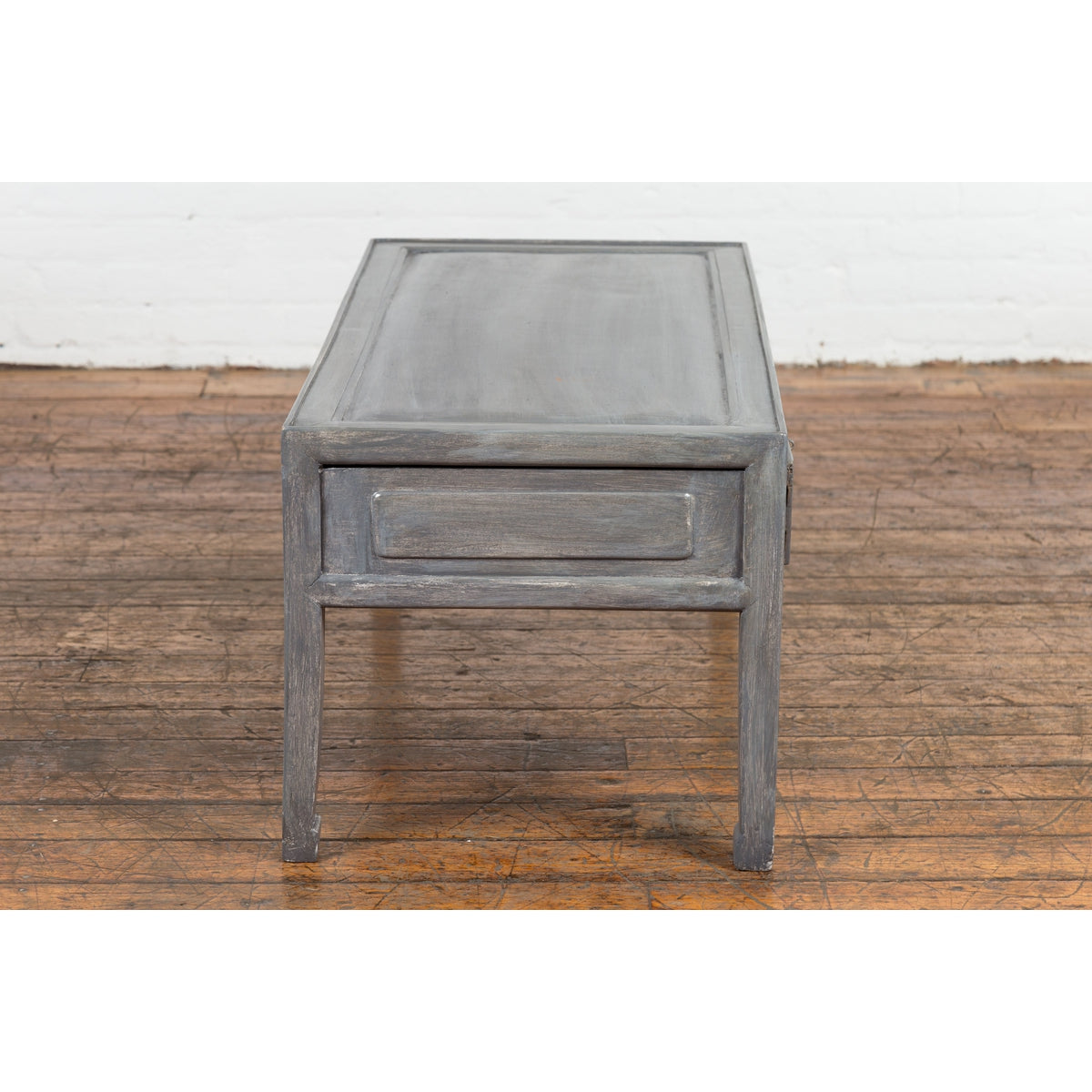 Chinese Late Qing Low Table with Two Drawers and Custom Grey Silver Lacquer-13. Asian & Chinese Furniture, Art, Antiques, Vintage Home Décor for sale at FEA Home