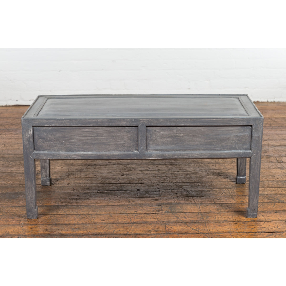 Chinese Late Qing Low Table with Two Drawers and Custom Grey Silver Lacquer-15. Asian & Chinese Furniture, Art, Antiques, Vintage Home Décor for sale at FEA Home