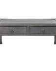 Chinese Late Qing Low Table with Two Drawers and Custom Grey Silver Lacquer-1. Asian & Chinese Furniture, Art, Antiques, Vintage Home Décor for sale at FEA Home