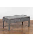 Chinese Late Qing Low Table with Two Drawers and Custom Grey Silver Lacquer-2. Asian & Chinese Furniture, Art, Antiques, Vintage Home Décor for sale at FEA Home