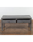 Chinese Late Qing Low Table with Two Drawers and Custom Grey Silver Lacquer-3. Asian & Chinese Furniture, Art, Antiques, Vintage Home Décor for sale at FEA Home