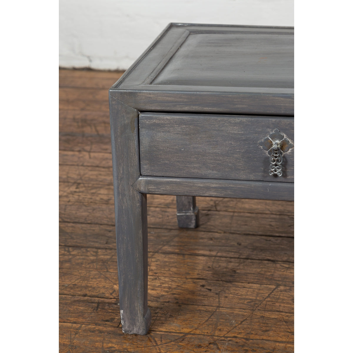 Chinese Late Qing Low Table with Two Drawers and Custom Grey Silver Lacquer-9. Asian & Chinese Furniture, Art, Antiques, Vintage Home Décor for sale at FEA Home