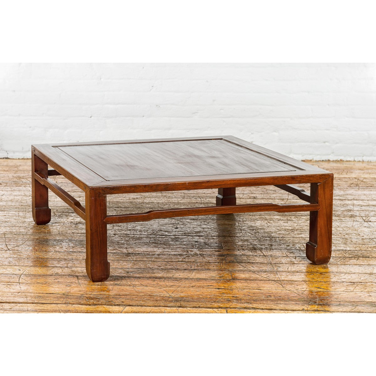 Late Qing Dynasty Square Coffee Table with Horse Hoof Legs and Stretchers-3. Asian & Chinese Furniture, Art, Antiques, Vintage Home Décor for sale at FEA Home