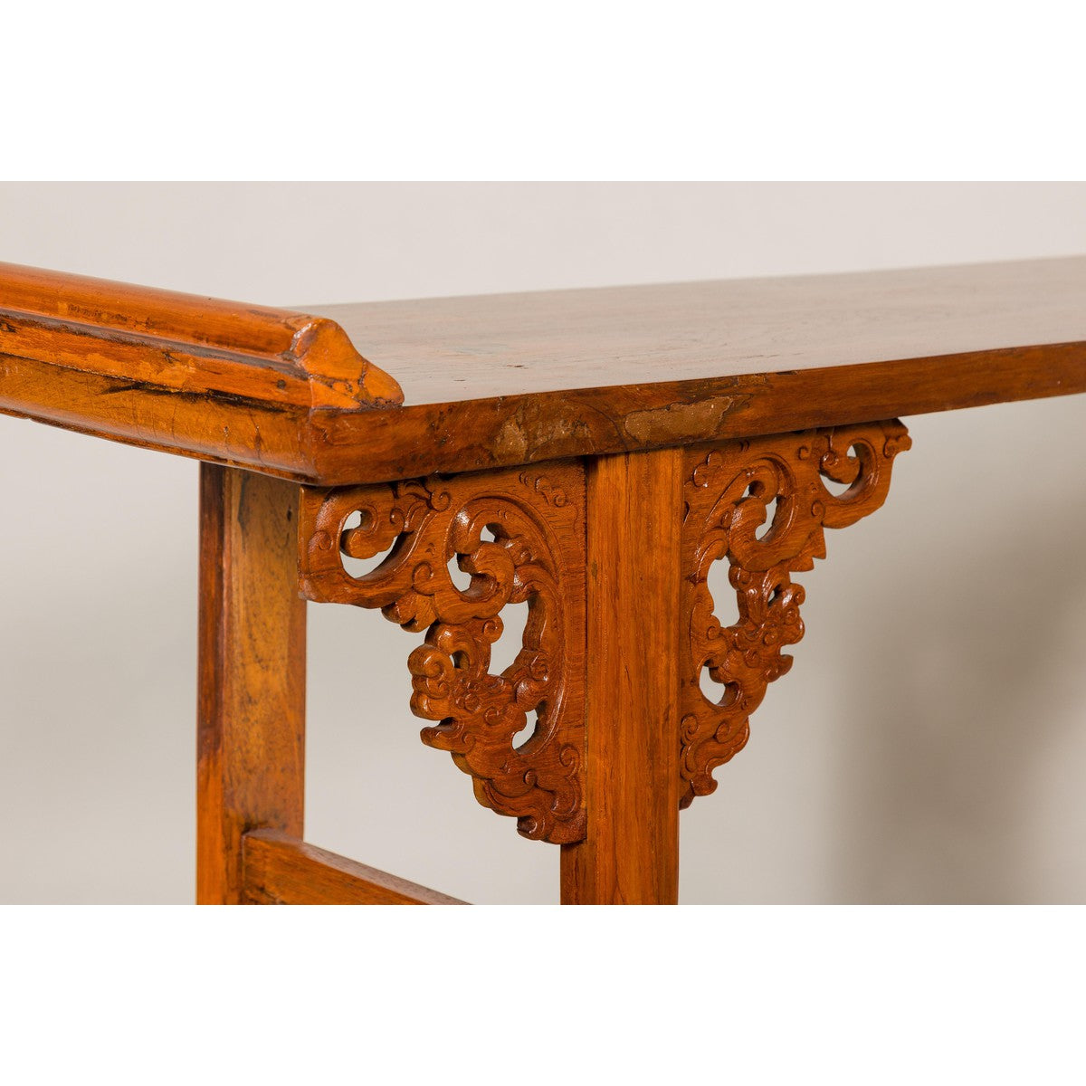 Qing Dynasty Tall Altar Console Table with Carved Scrolling Spandrels-12. Asian & Chinese Furniture, Art, Antiques, Vintage Home Décor for sale at FEA Home
