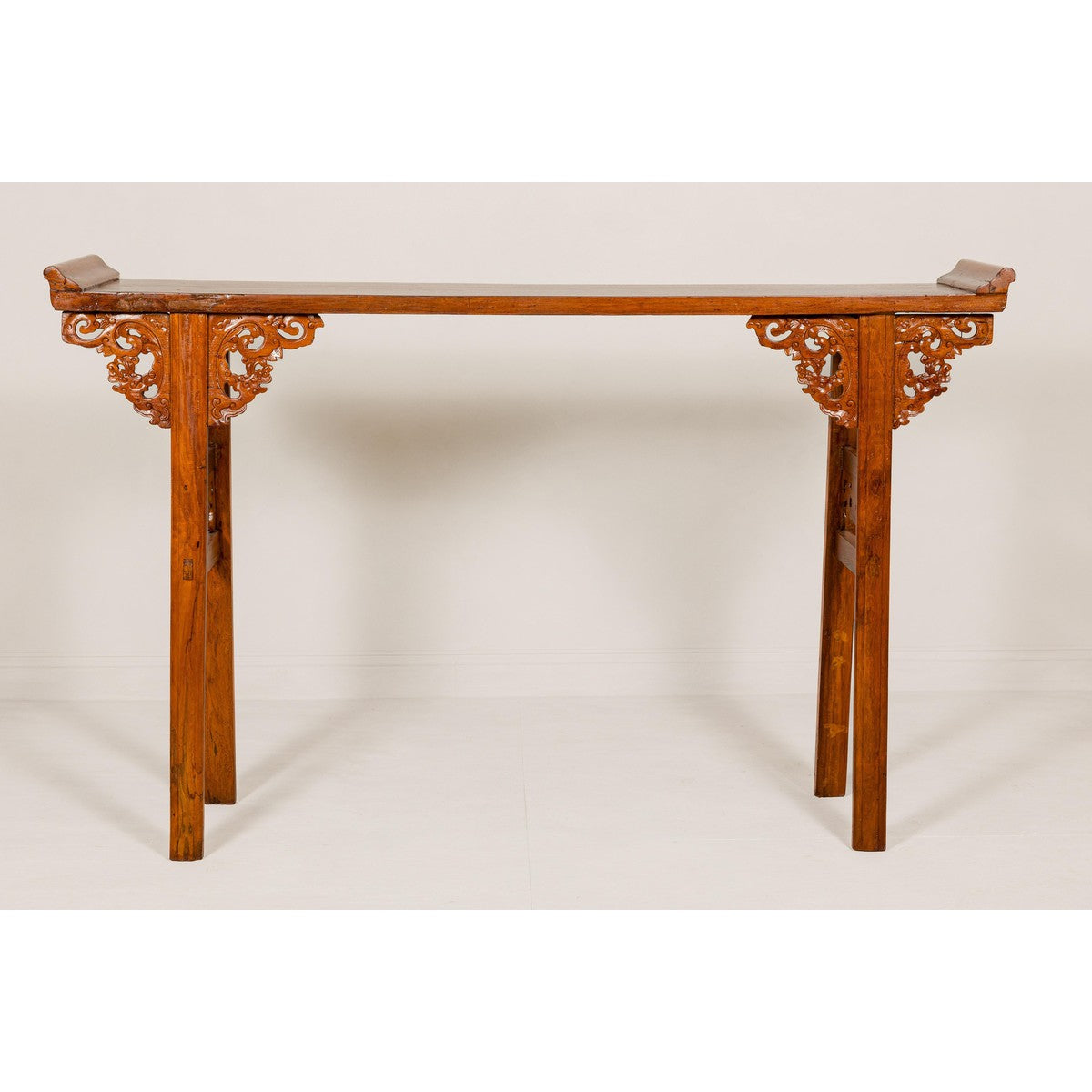 Qing Dynasty Tall Altar Console Table with Carved Scrolling Spandrels-2. Asian & Chinese Furniture, Art, Antiques, Vintage Home Décor for sale at FEA Home