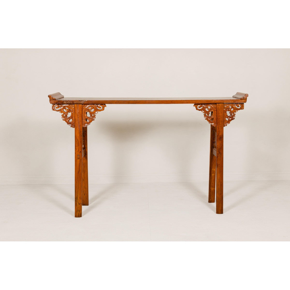 Qing Dynasty Tall Altar Console Table with Carved Scrolling Spandrels-3. Asian & Chinese Furniture, Art, Antiques, Vintage Home Décor for sale at FEA Home