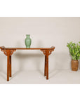 Tall Altar Console Table with Carved Scrolling Spandrels-4. Asian & Chinese Furniture, Art, Antiques, Vintage Home Décor for sale at FEA Home