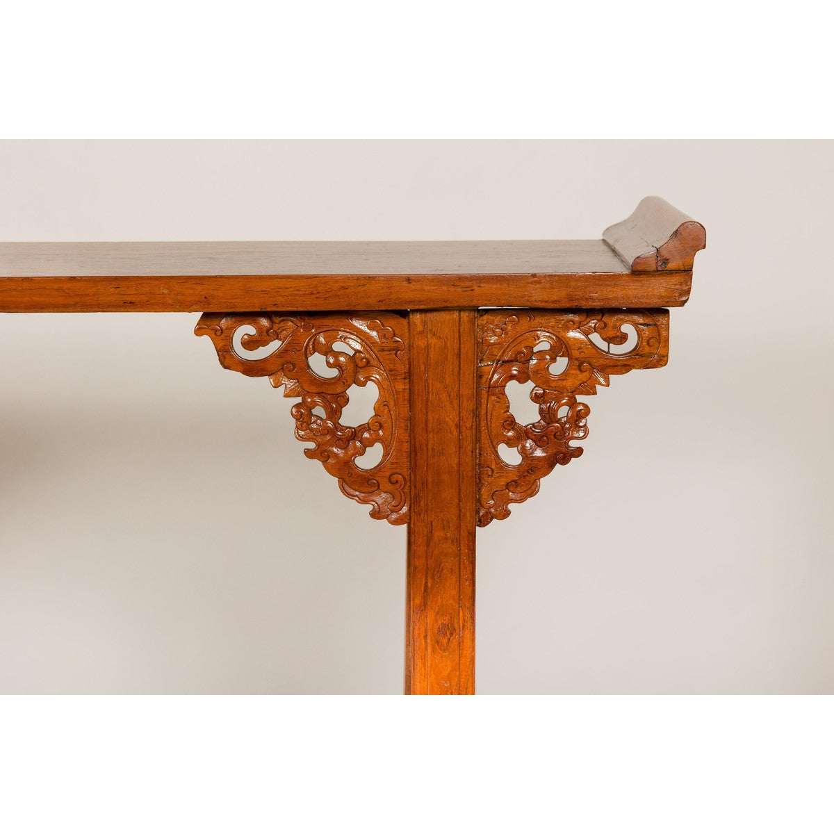 Qing Dynasty Tall Altar Console Table with Carved Scrolling Spandrels-7. Asian & Chinese Furniture, Art, Antiques, Vintage Home Décor for sale at FEA Home