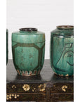 Set of Antique Green Glazed Ceramic Jars-YN3477B-5. Asian & Chinese Furniture, Art, Antiques, Vintage Home Décor for sale at FEA Home