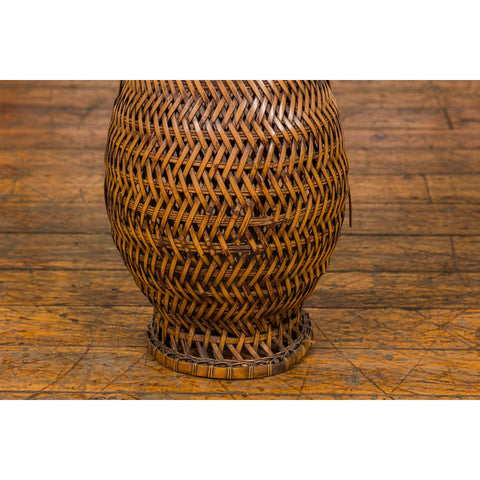 Antique Woven Bamboo Ikebana Basket with Large Handle, circa 1900-YN3637-8. Asian & Chinese Furniture, Art, Antiques, Vintage Home Décor for sale at FEA Home