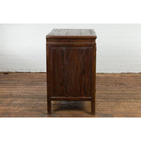 Antique Bedside Cabinet with 4 Drawers and Rectangular Top
