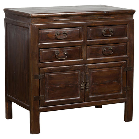 Antique Bedside Cabinet with 4 Drawers and Rectangular Top-YN3673-1. Asian & Chinese Furniture, Art, Antiques, Vintage Home Décor for sale at FEA Home