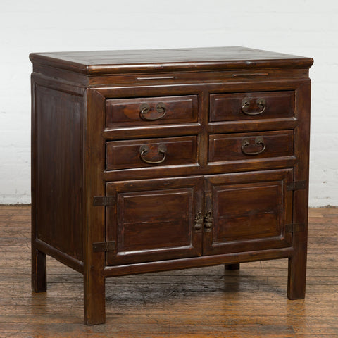 Antique Bedside Cabinet with 4 Drawers and Rectangular Top-YN3673-3. Asian & Chinese Furniture, Art, Antiques, Vintage Home Décor for sale at FEA Home