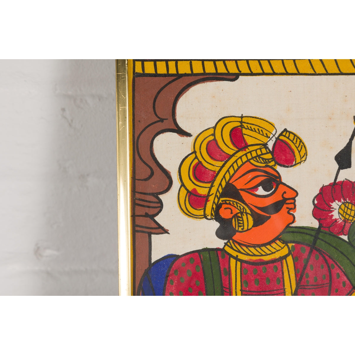 Antique Hand Painted Folk Art Painting Depicting Musicians and Archers-10. Asian & Chinese Furniture, Art, Antiques, Vintage Home Décor for sale at FEA Home
