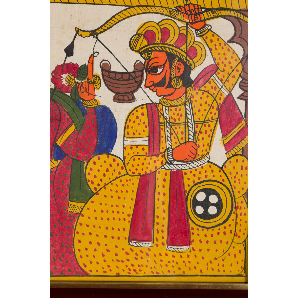Antique Hand Painted Folk Art Painting Depicting Musicians and Archers-9. Asian & Chinese Furniture, Art, Antiques, Vintage Home Décor for sale at FEA Home