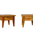 Near Pair of Mango Wood Midcentury Low Side Tables with Single Drawers-1. Asian & Chinese Furniture, Art, Antiques, Vintage Home Décor for sale at FEA Home