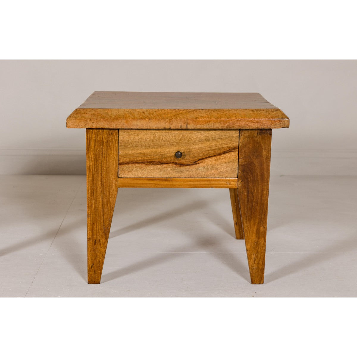 Near Pair of Mango Wood Midcentury Low Side Tables with Single Drawers-3. Asian & Chinese Furniture, Art, Antiques, Vintage Home Décor for sale at FEA Home