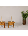 Near Pair of Mango Wood Midcentury Low Side Tables with Single Drawers-5. Asian & Chinese Furniture, Art, Antiques, Vintage Home Décor for sale at FEA Home