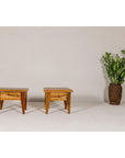 Near Pair of Mango Wood Midcentury Low Side Tables with Single Drawers-8. Asian & Chinese Furniture, Art, Antiques, Vintage Home Décor for sale at FEA Home