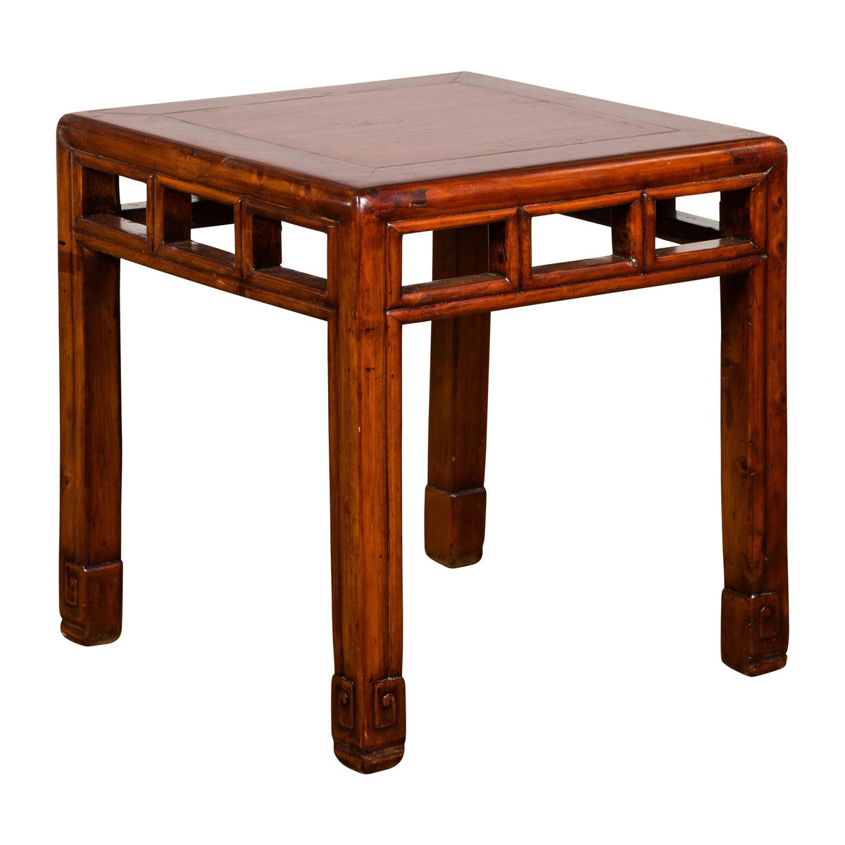 Late Qing Dynasty Small Side Table with Pillar Strut Motifs and Scrolling Feet-18. Asian & Chinese Furniture, Art, Antiques, Vintage Home Décor for sale at FEA Home