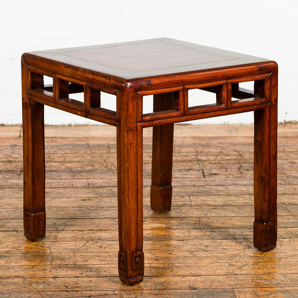 Late Qing Dynasty Small Side Table with Pillar Strut Motifs and Scrolling Feet-3. Asian & Chinese Furniture, Art, Antiques, Vintage Home Décor for sale at FEA Home
