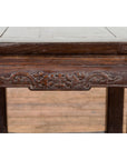 Qing Dynasty Brown Lacquer Low Table with Carved Apron and Horse Hoof Legs-11. Asian & Chinese Furniture, Art, Antiques, Vintage Home Décor for sale at FEA Home