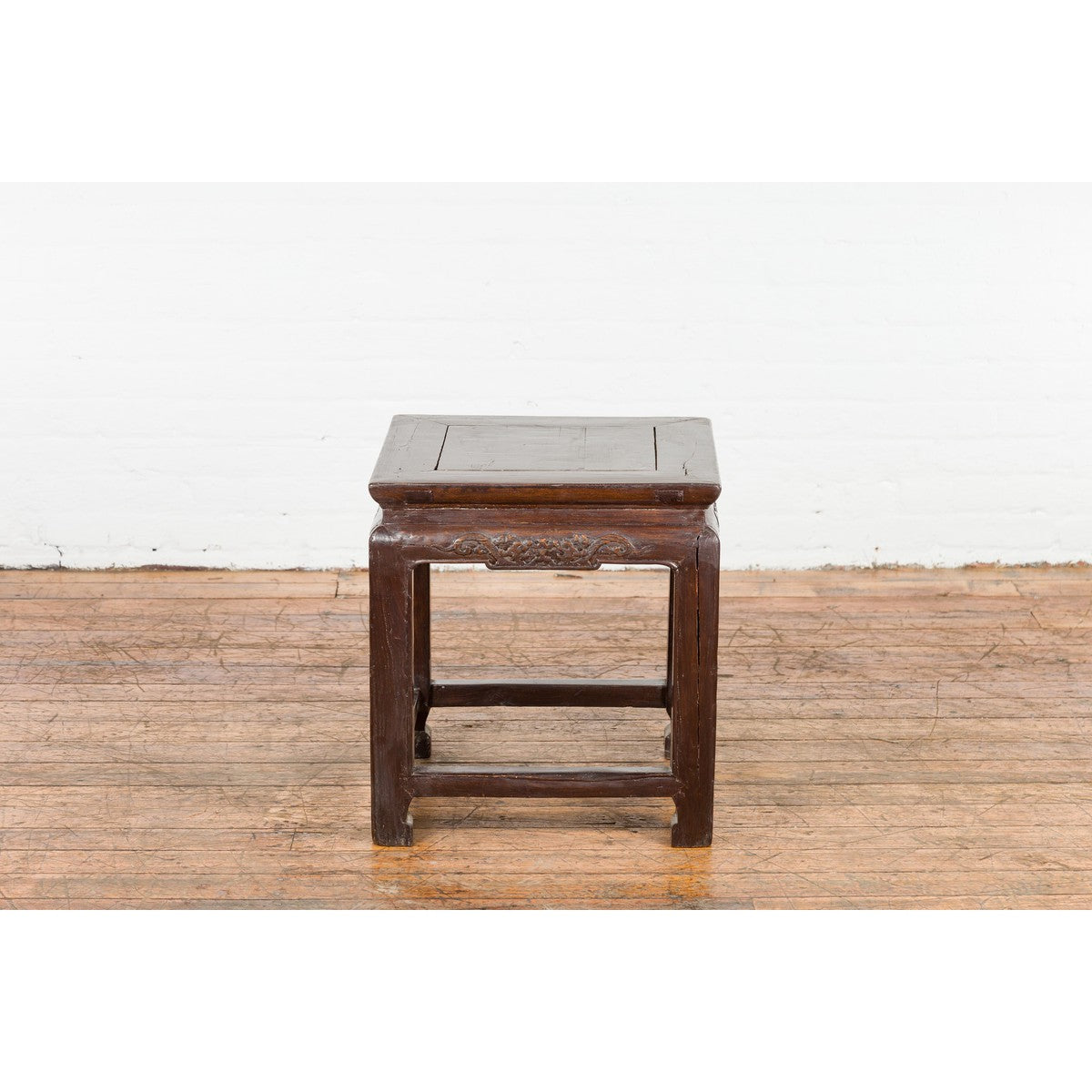 Qing Dynasty Brown Lacquer Low Table with Carved Apron and Horse Hoof Legs-16. Asian & Chinese Furniture, Art, Antiques, Vintage Home Décor for sale at FEA Home
