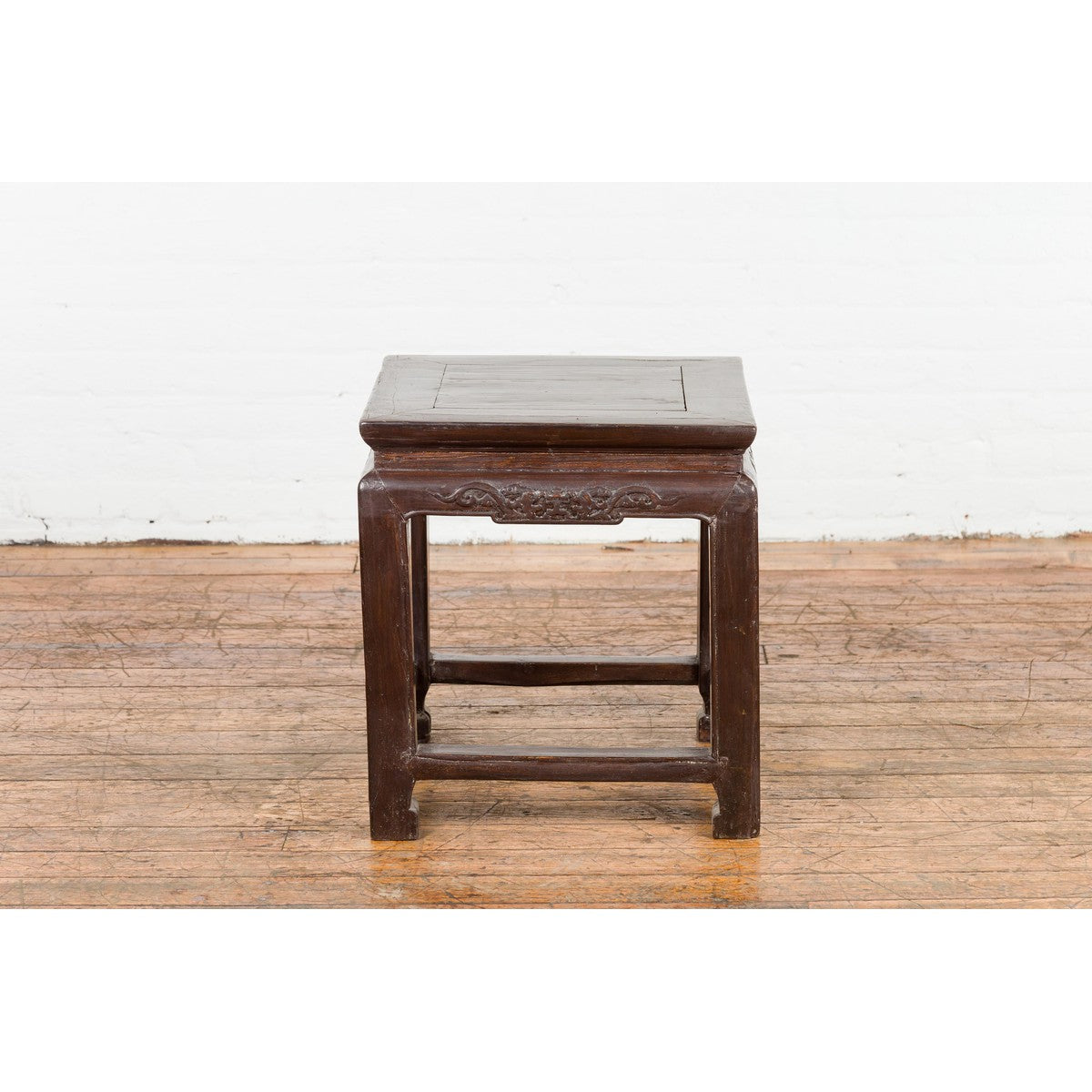Qing Dynasty Brown Lacquer Low Table with Carved Apron and Horse Hoof Legs-17. Asian & Chinese Furniture, Art, Antiques, Vintage Home Décor for sale at FEA Home