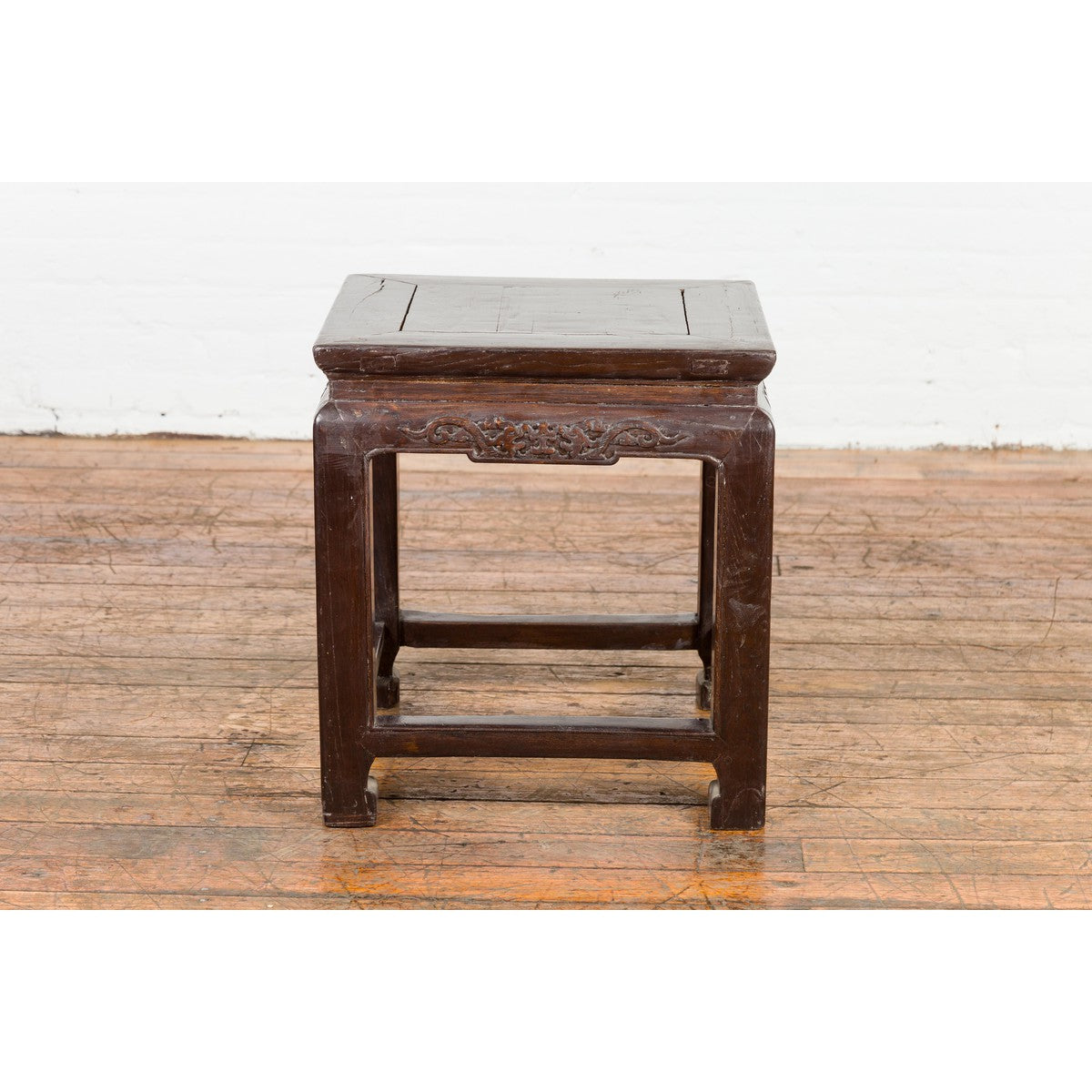 Qing Dynasty Brown Lacquer Low Table with Carved Apron and Horse Hoof Legs-3. Asian & Chinese Furniture, Art, Antiques, Vintage Home Décor for sale at FEA Home