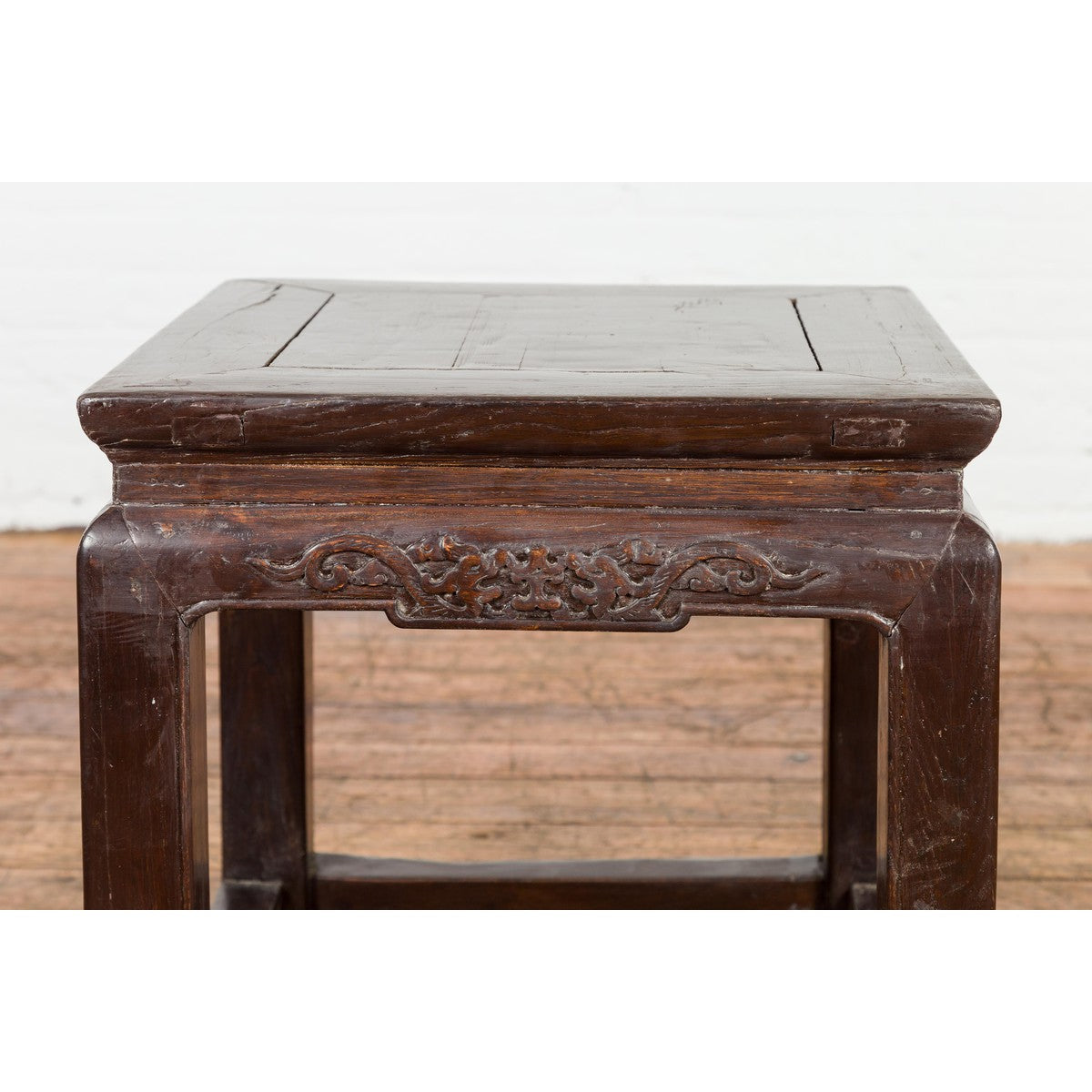 Qing Dynasty Brown Lacquer Low Table with Carved Apron and Horse Hoof Legs-5. Asian & Chinese Furniture, Art, Antiques, Vintage Home Décor for sale at FEA Home
