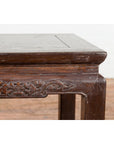 Qing Dynasty Brown Lacquer Low Table with Carved Apron and Horse Hoof Legs-9. Asian & Chinese Furniture, Art, Antiques, Vintage Home Décor for sale at FEA Home