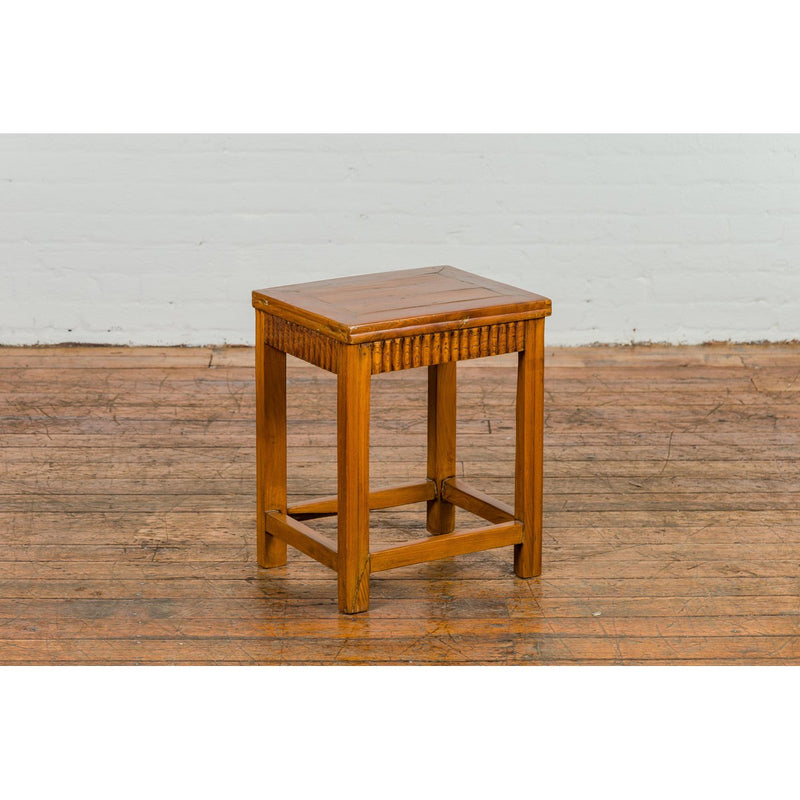 Late Qing Dynasty Side Table with Carved Reeded Apron and Side Stretchers-YN3944-11. Asian & Chinese Furniture, Art, Antiques, Vintage Home Décor for sale at FEA Home