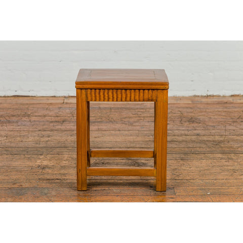 Late Qing Dynasty Side Table with Carved Reeded Apron and Side Stretchers-YN3944-13. Asian & Chinese Furniture, Art, Antiques, Vintage Home Décor for sale at FEA Home