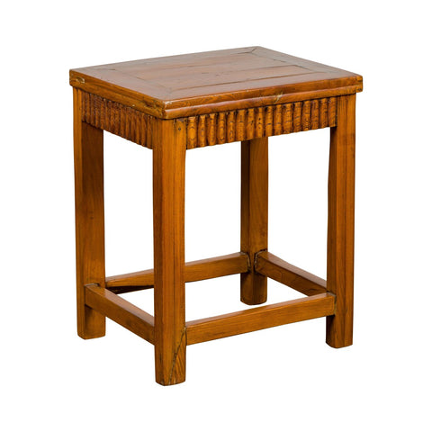 Late Qing Dynasty Side Table with Carved Reeded Apron and Side Stretchers-YN3944-15. Asian & Chinese Furniture, Art, Antiques, Vintage Home Décor for sale at FEA Home