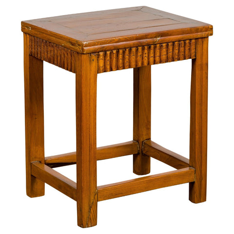 Late Qing Dynasty Side Table with Carved Reeded Apron and Side Stretchers-YN3944-1. Asian & Chinese Furniture, Art, Antiques, Vintage Home Décor for sale at FEA Home