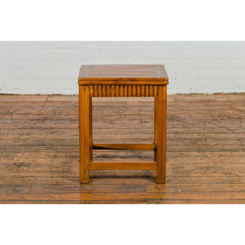 Late Qing Dynasty Side Table with Carved Reeded Apron and Side Stretchers-YN3944-4. Asian & Chinese Furniture, Art, Antiques, Vintage Home Décor for sale at FEA Home
