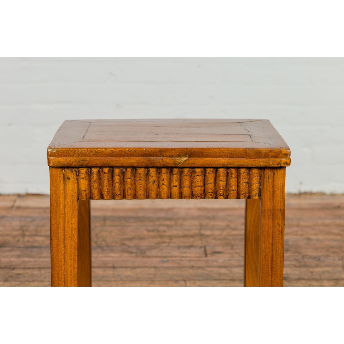 Late Qing Dynasty Side Table with Carved Reeded Apron and Side Stretchers-5. Asian & Chinese Furniture, Art, Antiques, Vintage Home Décor for sale at FEA Home