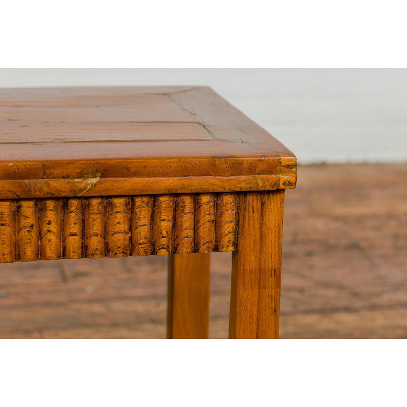 Late Qing Dynasty Side Table with Carved Reeded Apron and Side Stretchers-YN3944-8. Asian & Chinese Furniture, Art, Antiques, Vintage Home Décor for sale at FEA Home