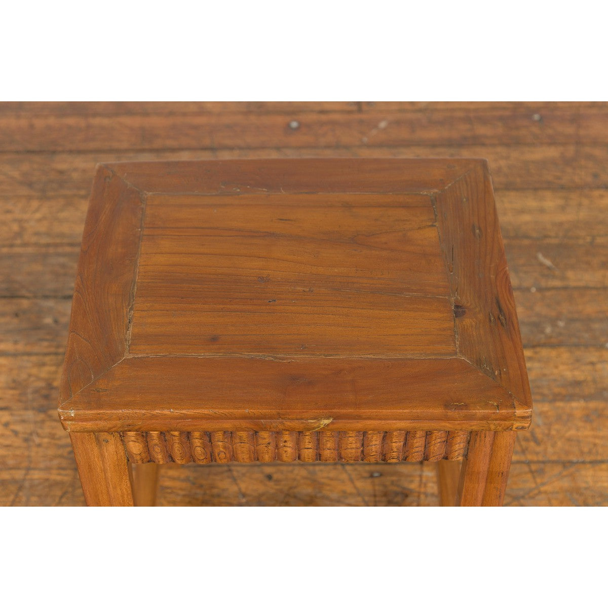 Late Qing Dynasty Side Table with Carved Reeded Apron and Side Stretchers-9. Asian & Chinese Furniture, Art, Antiques, Vintage Home Décor for sale at FEA Home