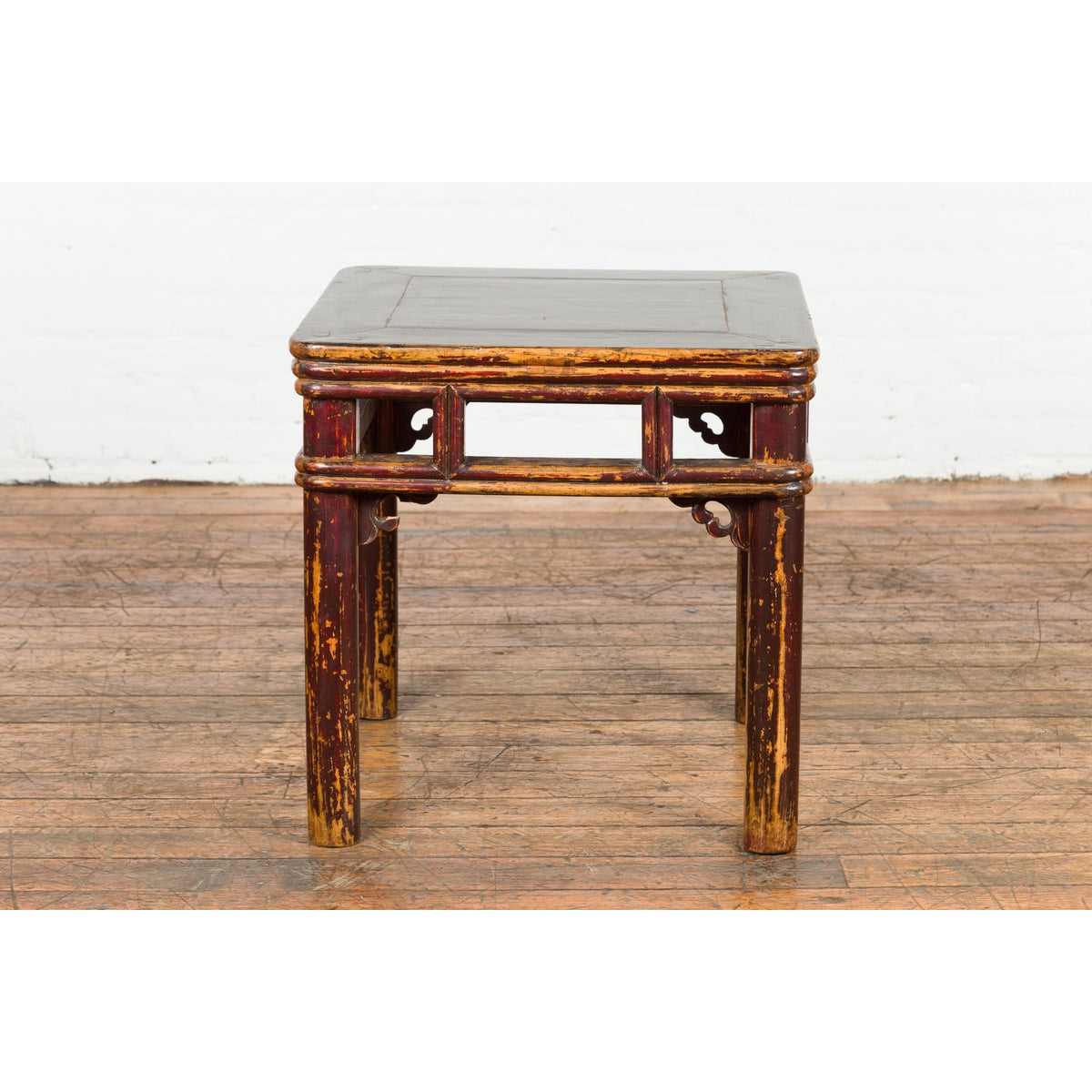 Two-Tone Brown Square Antique Side Table-10. Asian & Chinese Furniture, Art, Antiques, Vintage Home Décor for sale at FEA Home